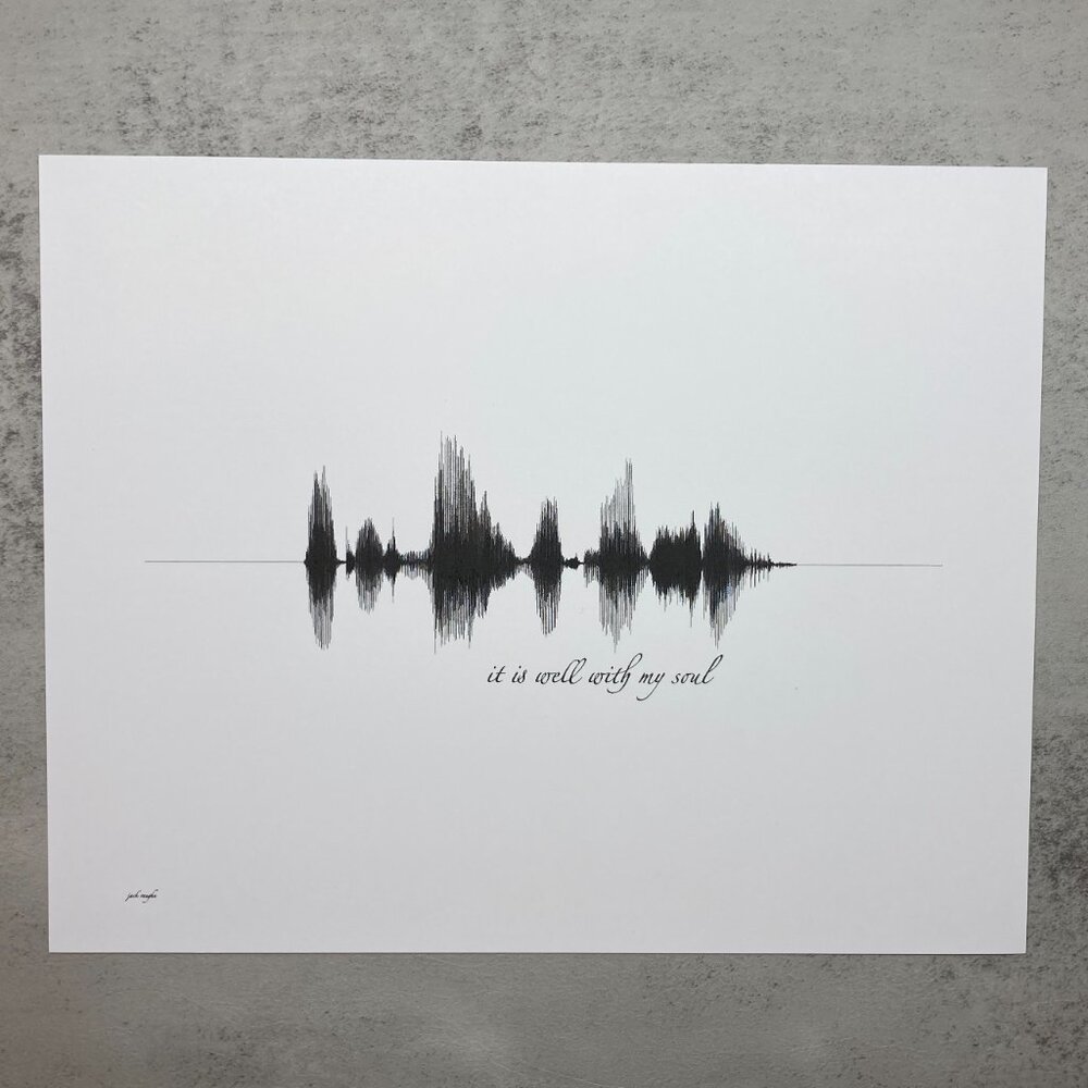 NEW It Is Well Soundwave Wall Art Print 8x10in Black White Christian Hymn Modern
